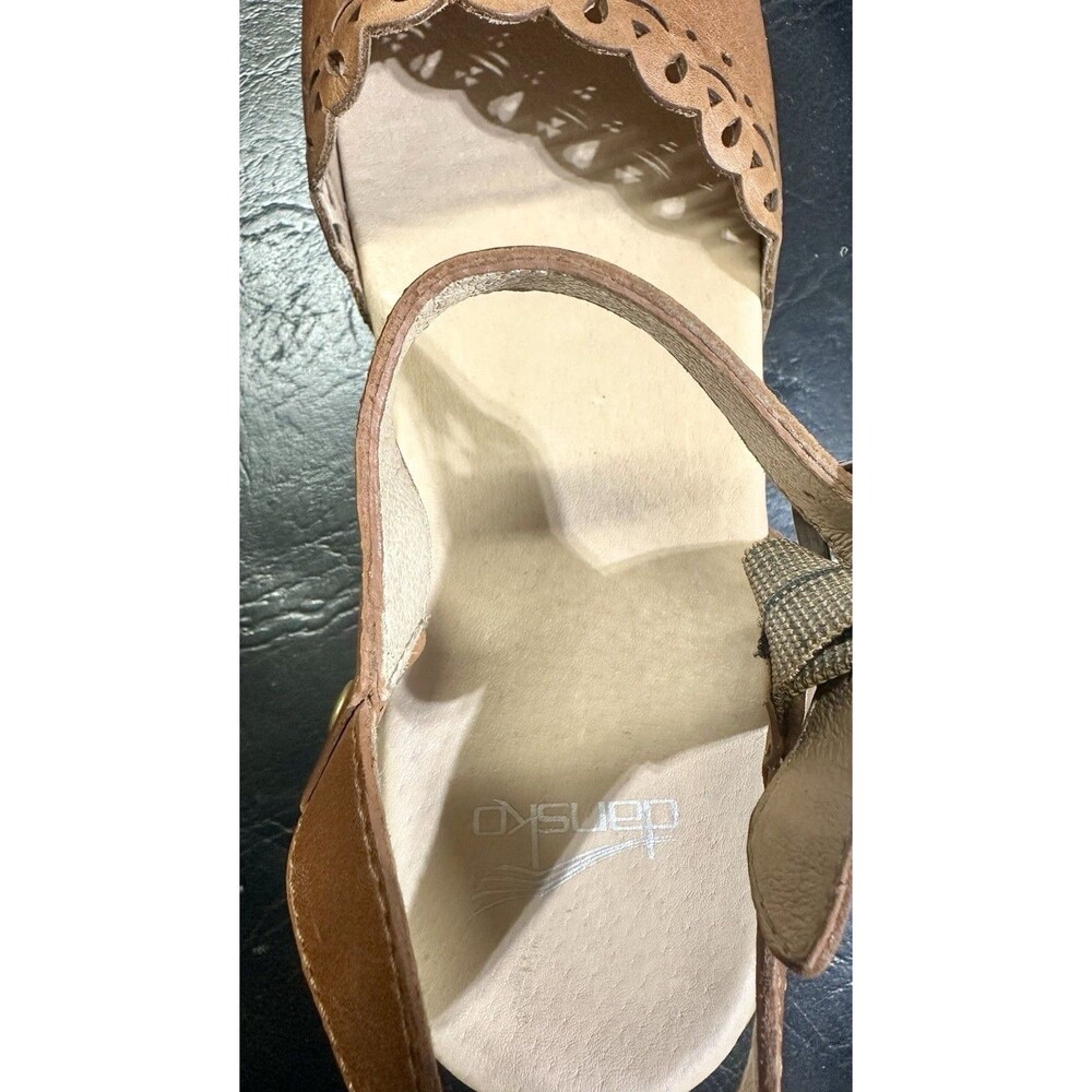 Dansko Women’s Brown Leather Scalloped Slingback Clogs Buckle Strap  EU 41 - Picture 14 of 16